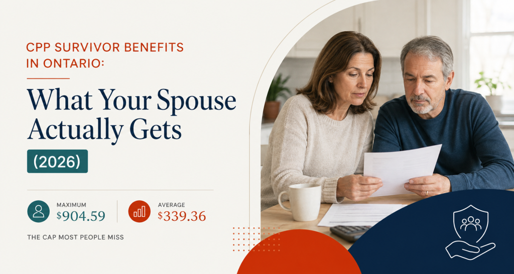 Ontario couple reviewing CPP survivor benefit statements at a kitchen table