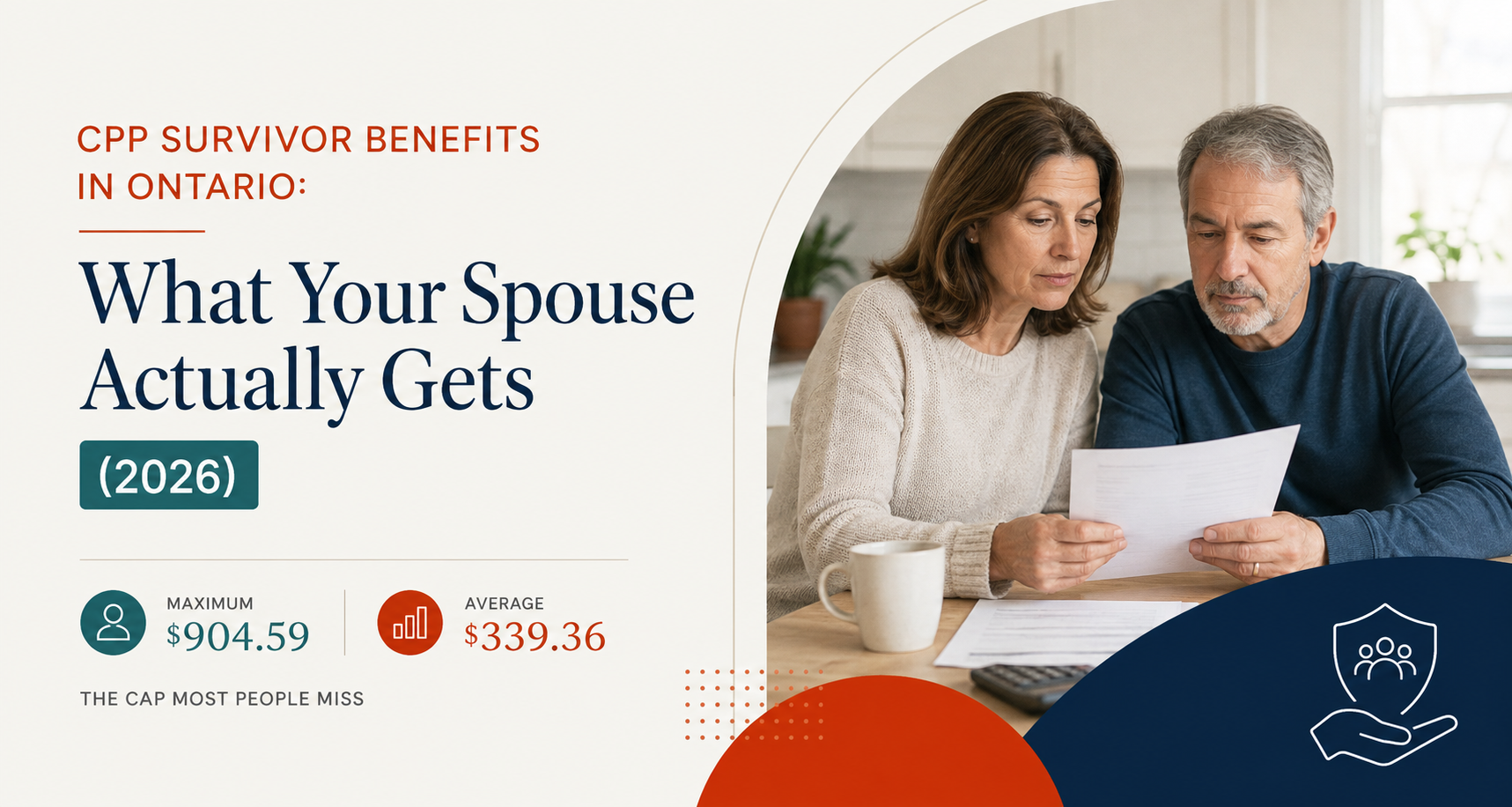 Ontario couple reviewing CPP survivor benefit statements at a kitchen table