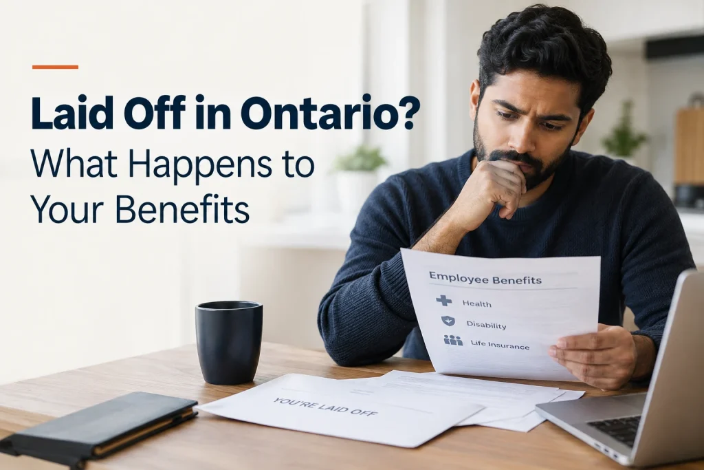 Person reviewing employee benefits paperwork after a job loss